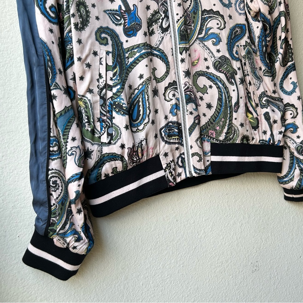 Zadig & Voltaire Pink Cream Billy Reversible Bomber Jacket Paisley Corolle Sz S - Picture 8 of 16